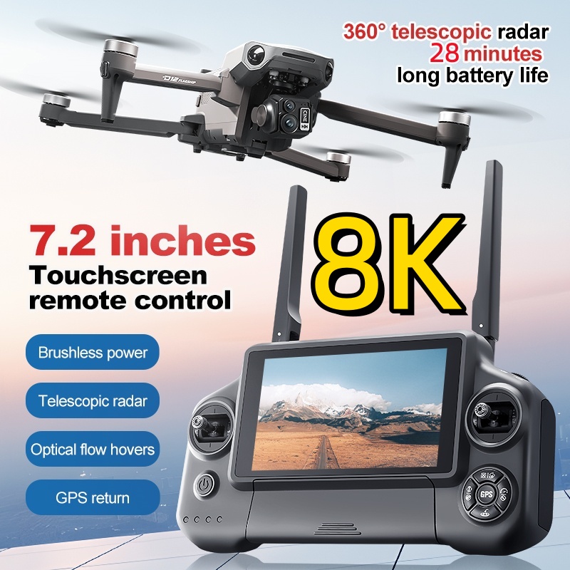 Drone Camera 4K - 8K 3-assige Gimbal Brushless 7,2 inch